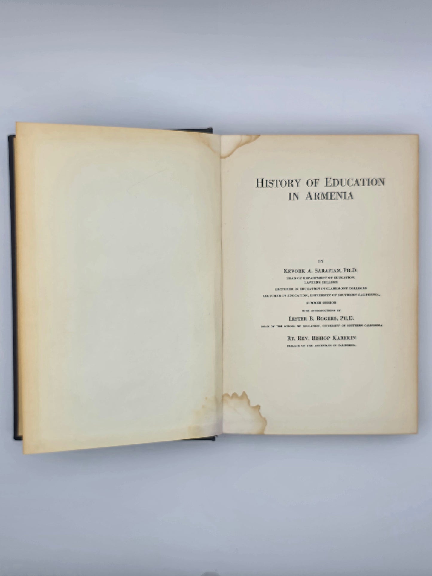 History Of Education In Armenia By Kevork A. Sarafian PH.D |Printed In USA 1930.