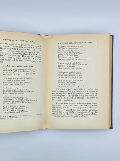 History Of Education In Armenia By Kevork A. Sarafian PH.D |Printed In USA 1930.