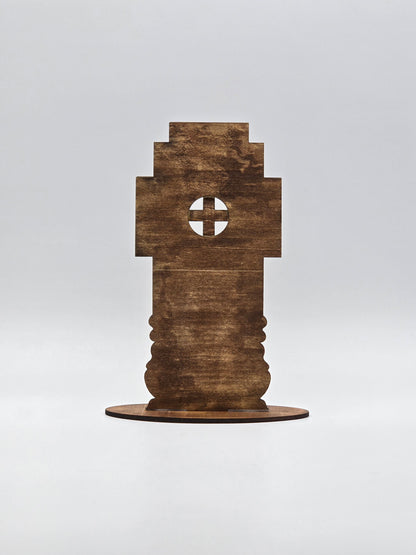 Handcrafted Armenian Wooden Khachkar Cross – Intricate Laser-Engraved Design