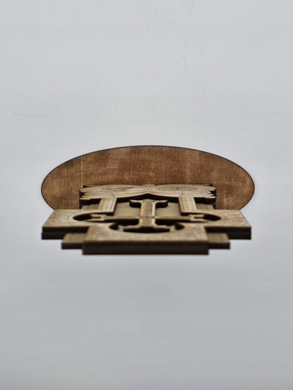 Handcrafted Armenian Wooden Khachkar Cross – Intricate Laser-Engraved Design