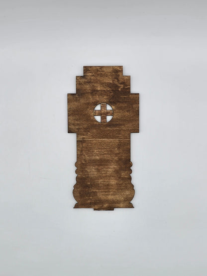 Handcrafted Armenian Wooden Khachkar Cross – Intricate Laser-Engraved Design