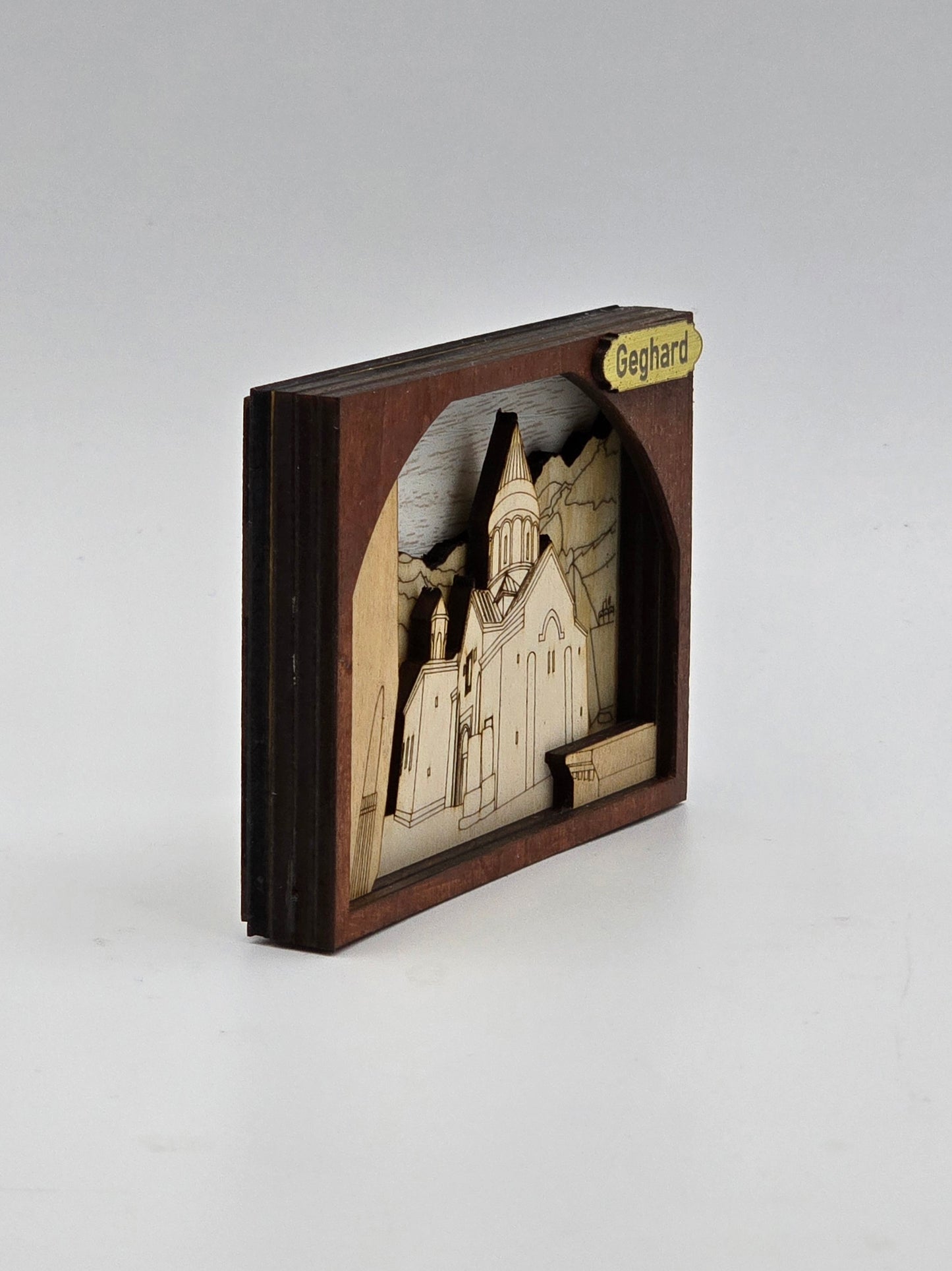 Geghard Monastery Fridge Magnet – Handmade Wooden Souvenir
