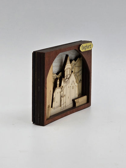Geghard Monastery Fridge Magnet – Handmade Wooden Souvenir
