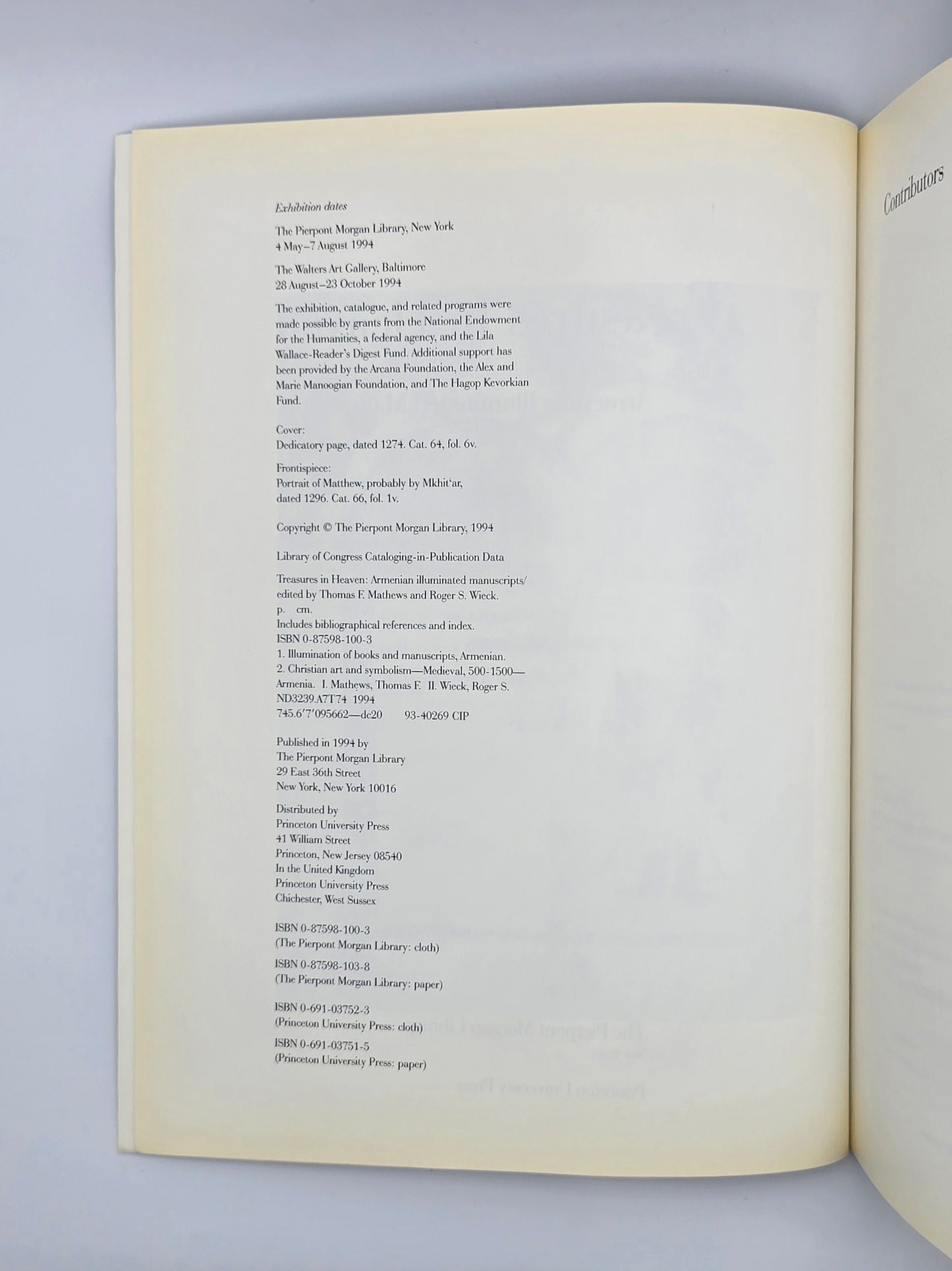 Treasures in Heaven: Armenian Illuminated Manuscripts by Mathews | New York 1994