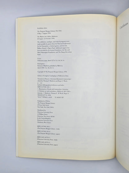 Treasures in Heaven: Armenian Illuminated Manuscripts by Mathews | New York 1994