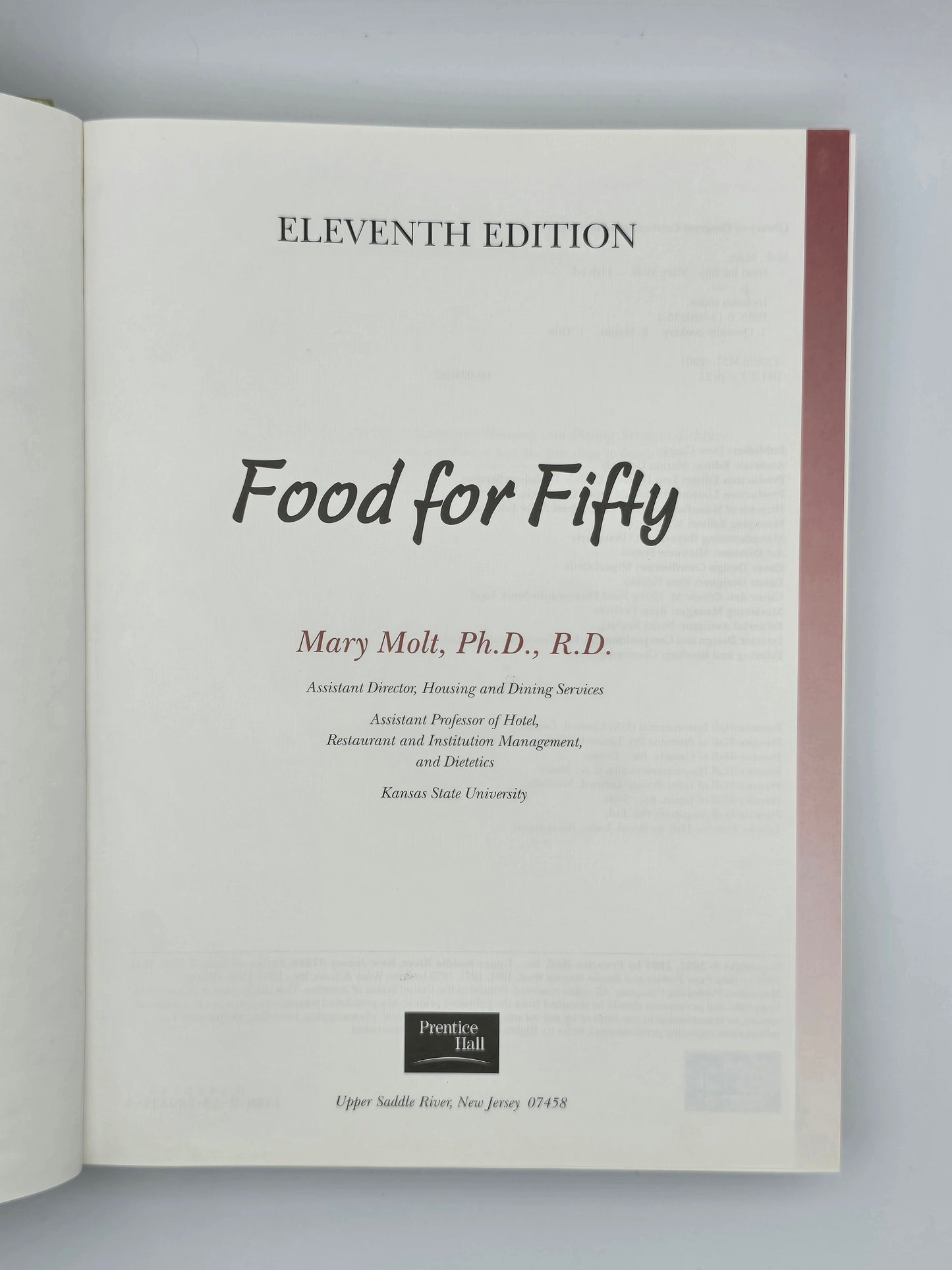 Food for Fifty by Mary K. Molt. Eleventh Edition, Vintage Hardcover Book.