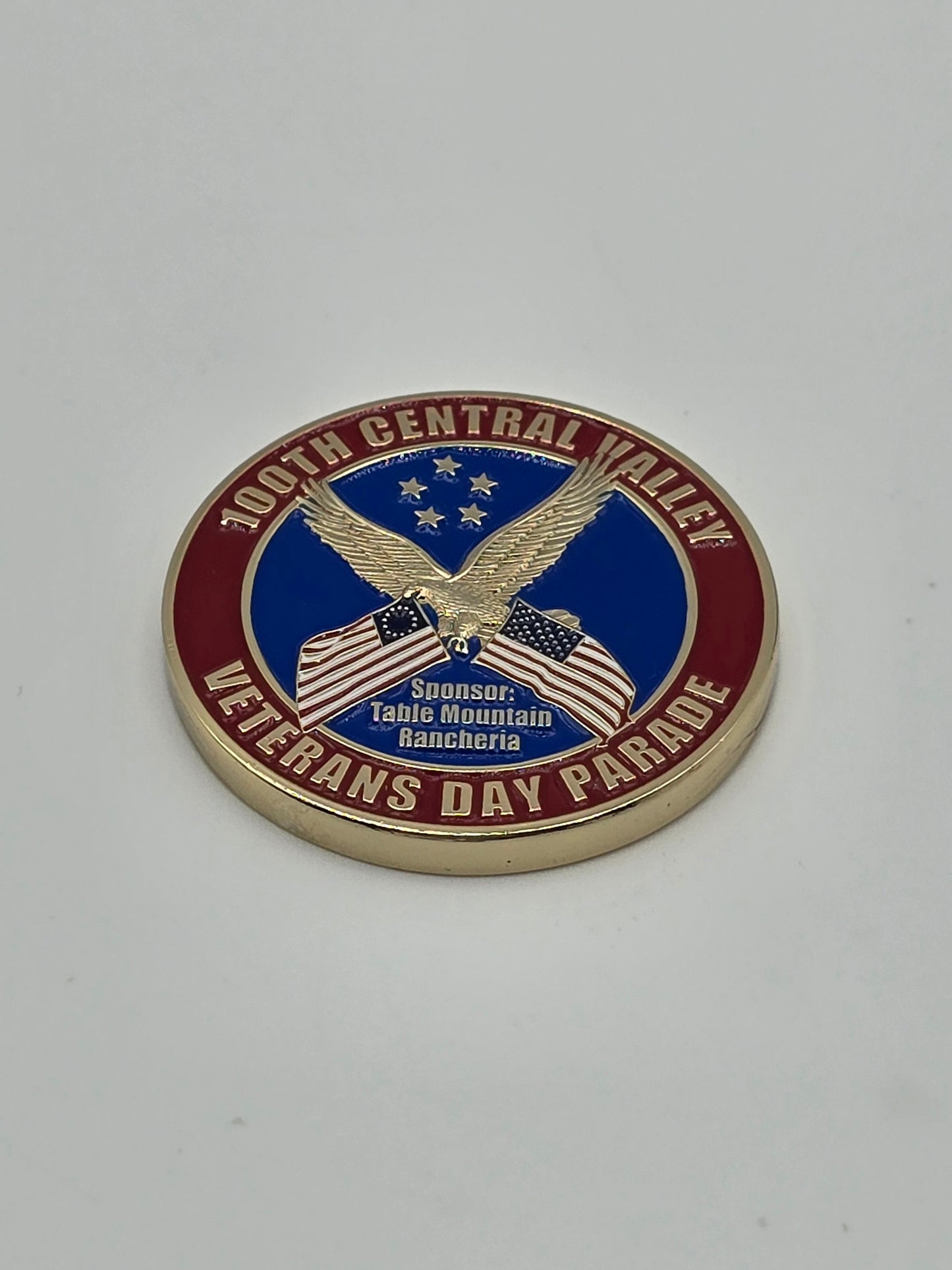 Coin is a commemorative related to the 100TH Central Valley Veteran Day Parade