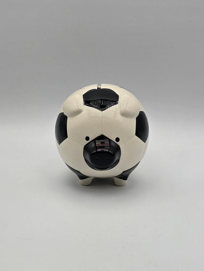 Soccer Piggy Bank | Ceramic Black & White | Ball Coin Bank | Home Decor