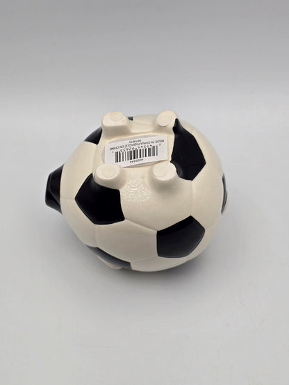 Soccer Piggy Bank | Ceramic Black & White | Ball Coin Bank | Home Decor