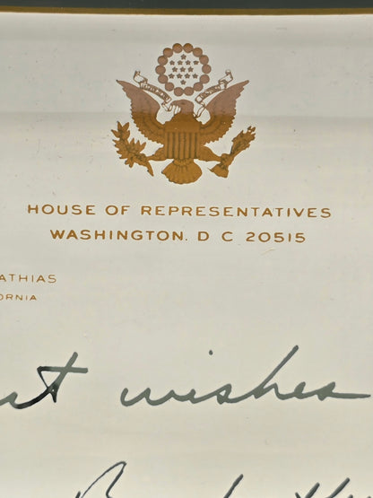 Vintage Plate US House of Representatives Bob Mathias From California 1967-1975 Campaign