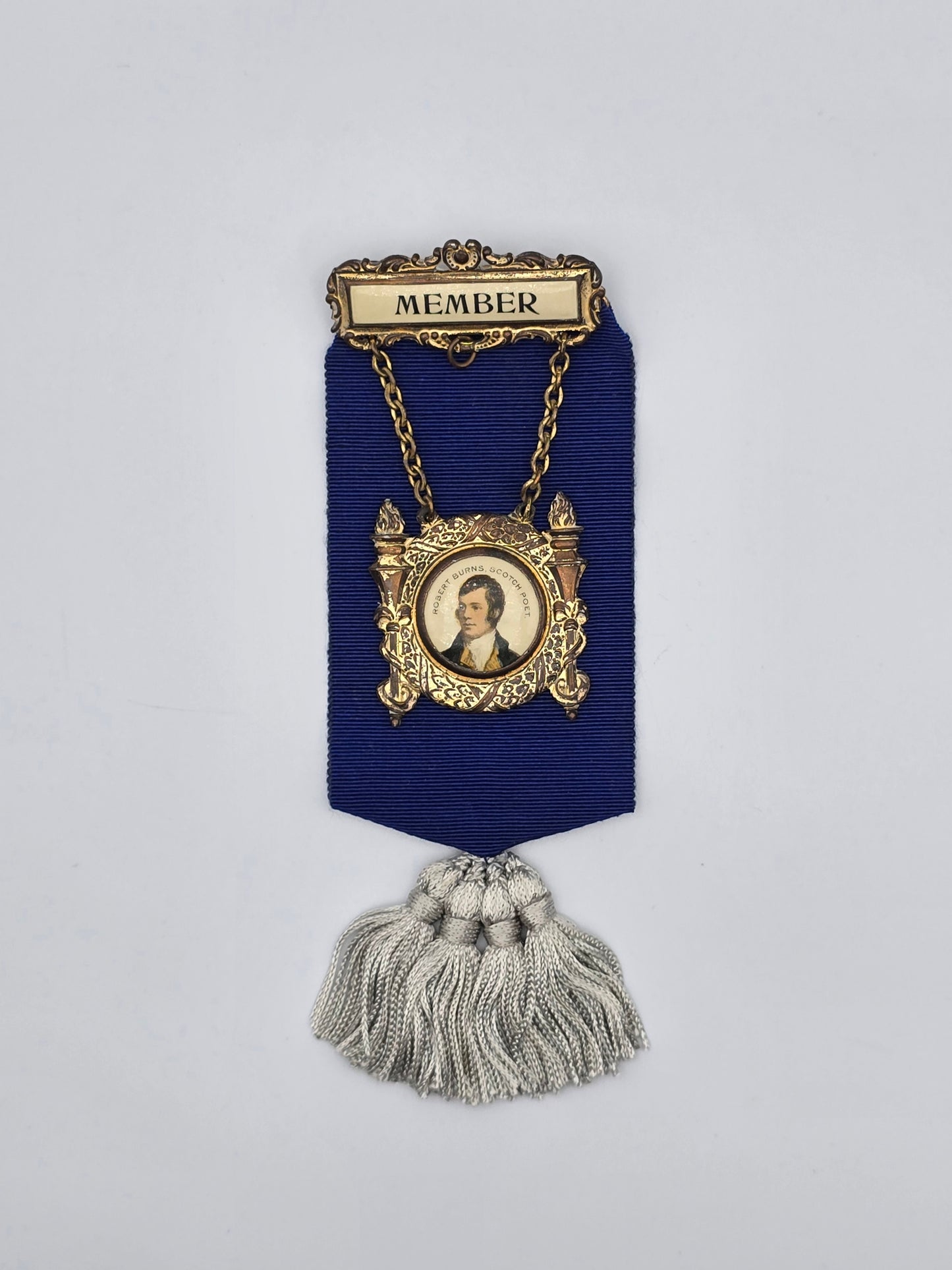 Vintage Medal is a Membership Club Badge Honoring Scotch Poet Robert Burns