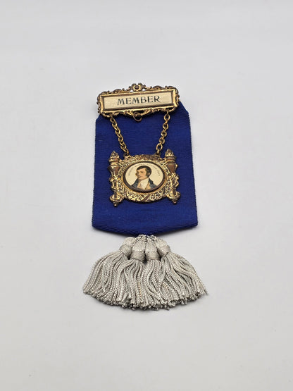 Vintage Medal is a Membership Club Badge Honoring Scotch Poet Robert Burns