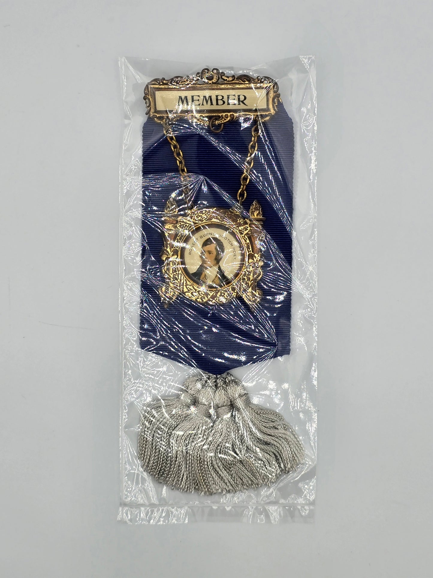 Vintage Medal is a Membership Club Badge Honoring Scotch Poet Robert Burns