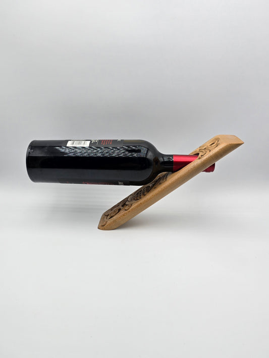 Handmade Wooden Carved Wine Bottle Holder