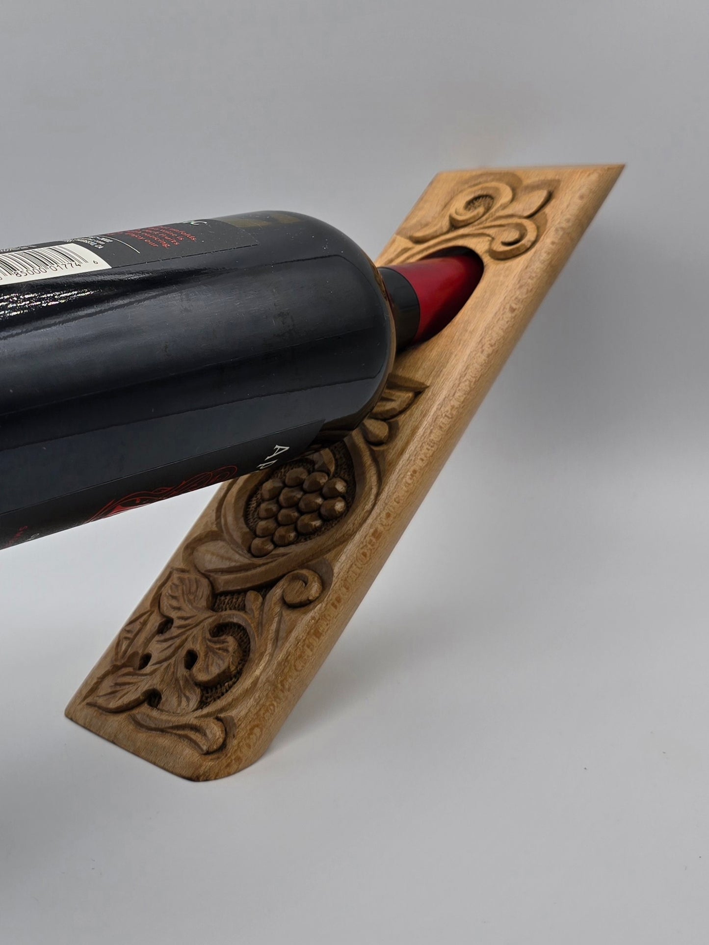 Handmade Wooden Carved Wine Bottle Holder