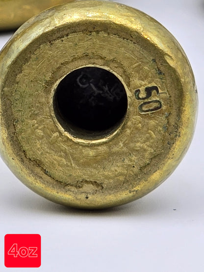 Set of 5 Antique GR Brass Bell Shaped Scale Weights: 4 lb, 2 lb, 1 lb, 8oz & 4oz