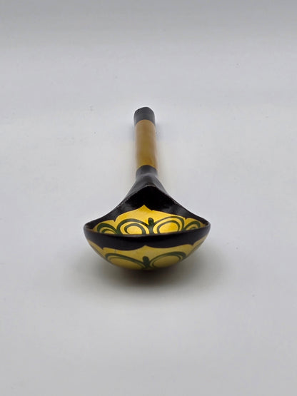 Vintage and Unused Russian Khokhloma Craft Painted Laquered Wood Ladle Spoon 7.25" Folk Art Floral Design