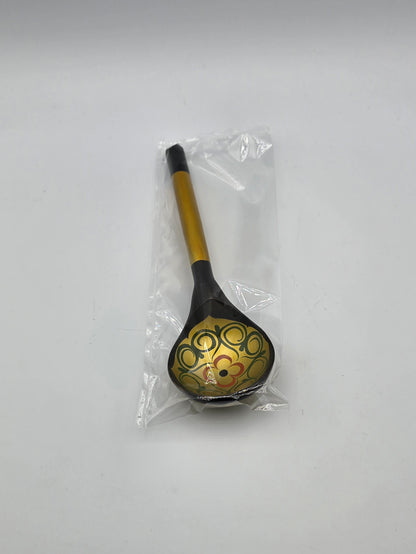 Vintage and Unused Russian Khokhloma Craft Painted Laquered Wood Ladle Spoon 7.25" Folk Art Floral Design