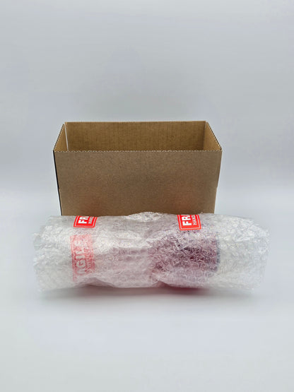 Vintage Ruby Red Rainbow Crackle Glass Vase 7.25” Ruffle Top