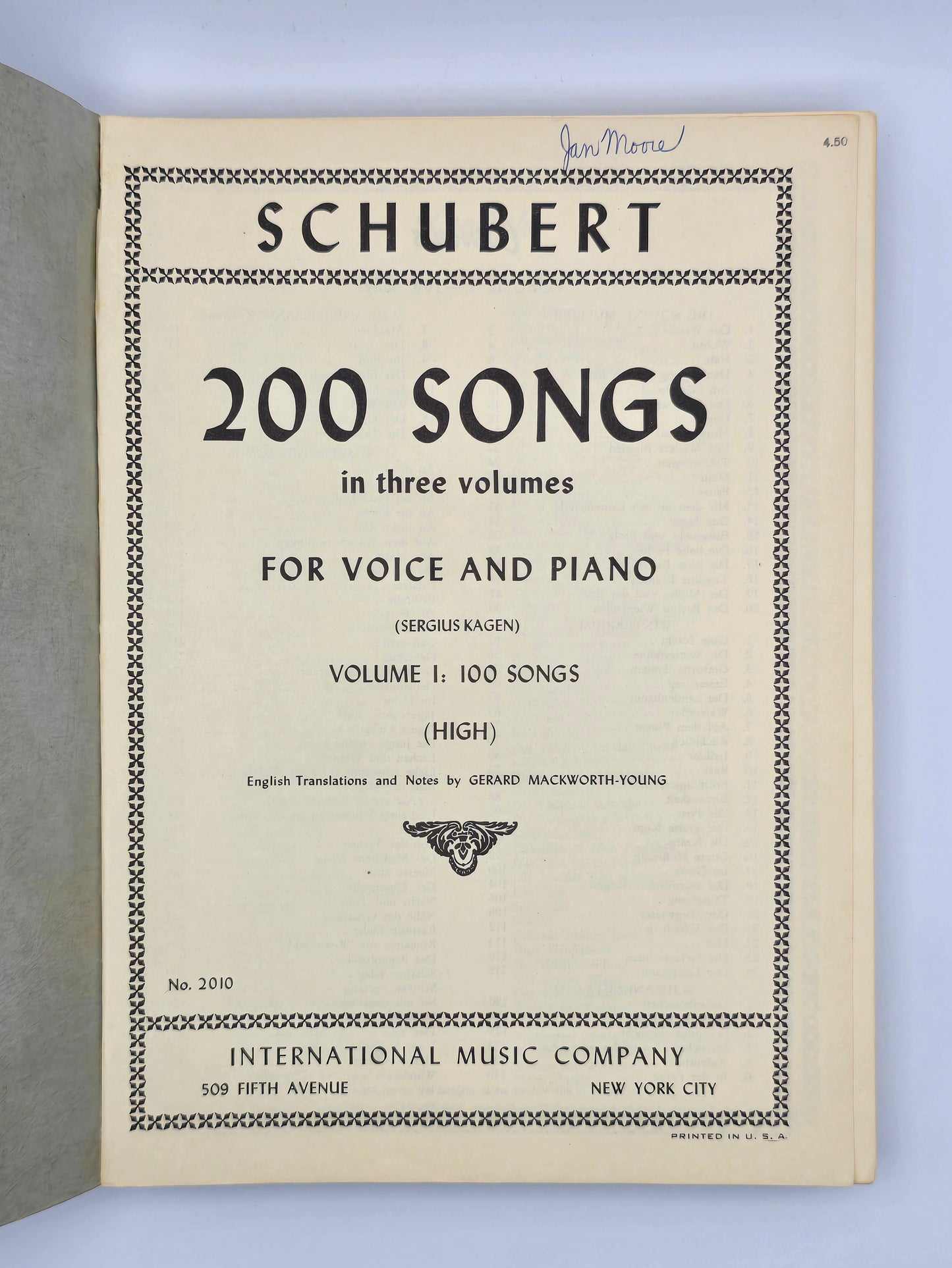 SCHUBERT 200 Songs For Voice & Piano By Sergius Kagen Sheet Music Book Vol.1