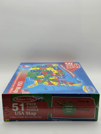 USA MAP 51 Piece Floor Puzzle 36" X 32" Ages 6+ by Melissa & Doug