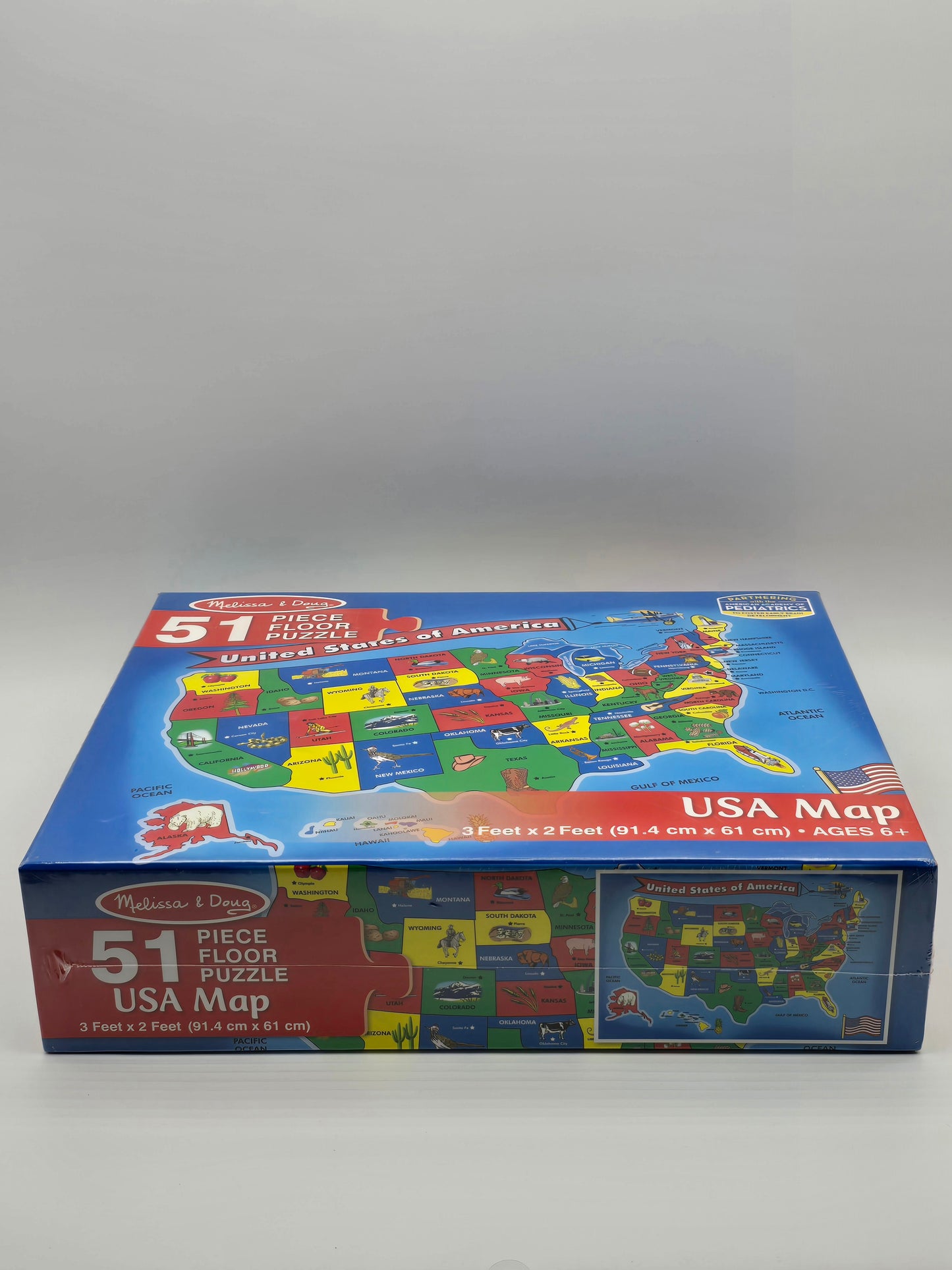 USA MAP 51 Piece Floor Puzzle 36" X 32" Ages 6+ by Melissa & Doug