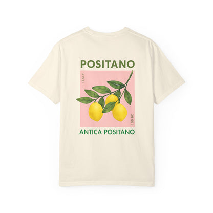 Positano Italy Unisex T-shirt with Lemon and 100BC Date Graphic