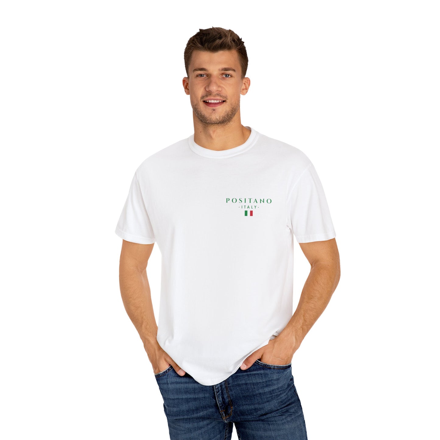 Positano Italy Unisex T-shirt with Lemon and 100BC Date Graphic