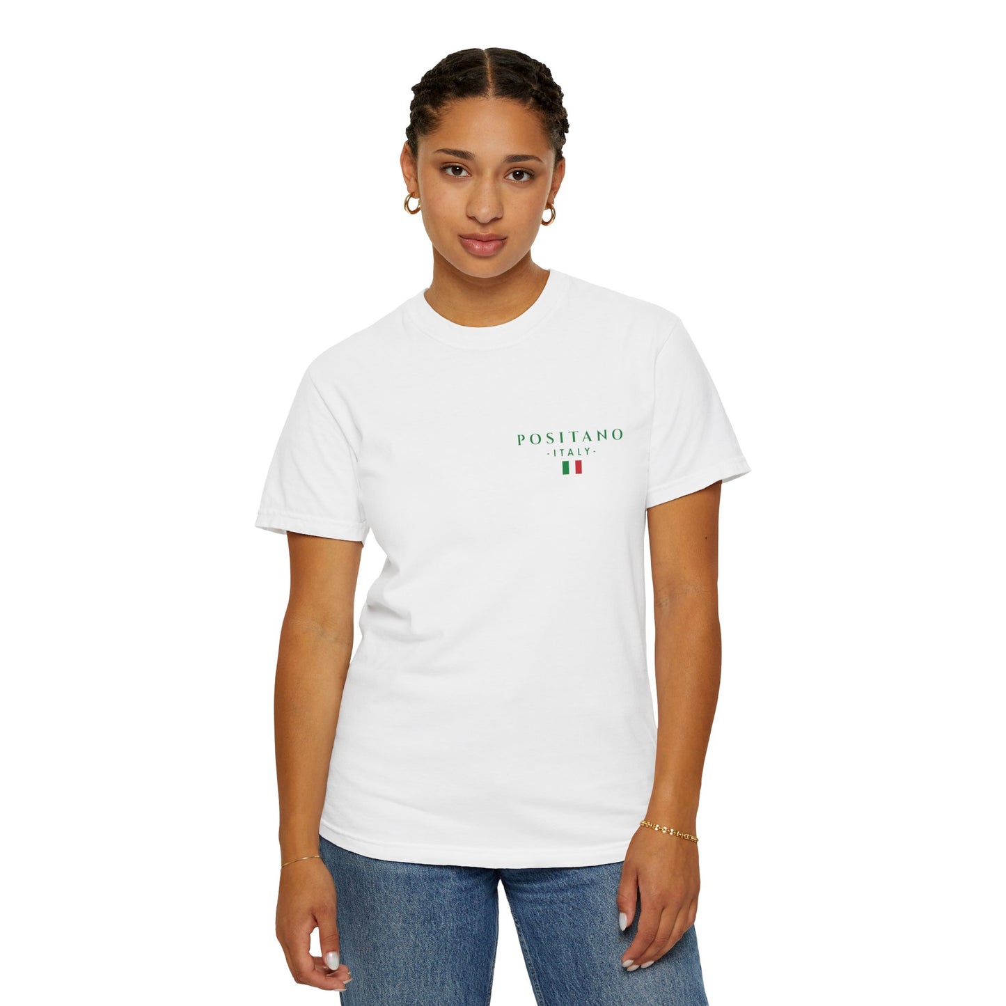 Positano Italy Unisex T-shirt with Lemon and 100BC Date Graphic
