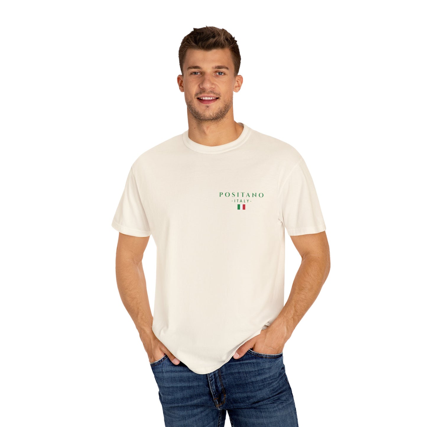 Positano Italy Unisex T-shirt with Lemon and 100BC Date Graphic