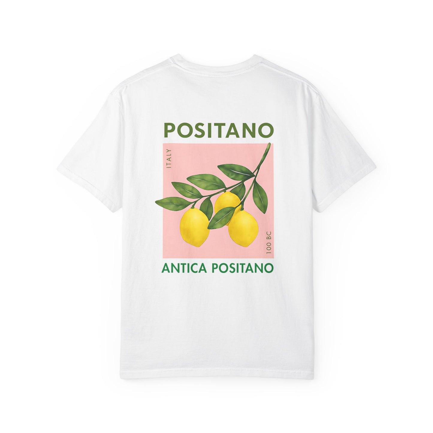 Positano Italy Unisex T-shirt with Lemon and 100BC Date Graphic