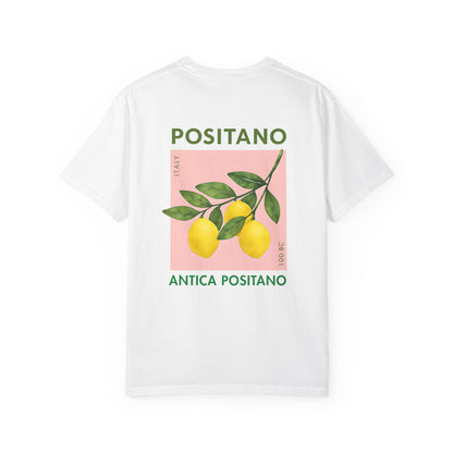 Positano Italy Unisex T-shirt with Lemon and 100BC Date Graphic