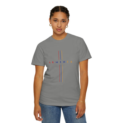 Armenia Cross Unisex T-shirt in Red Blue Orange