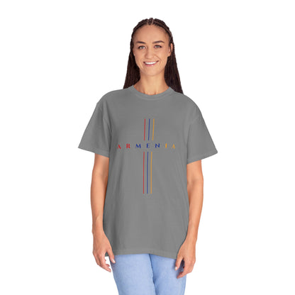 Armenia Cross Unisex T-shirt in Red Blue Orange