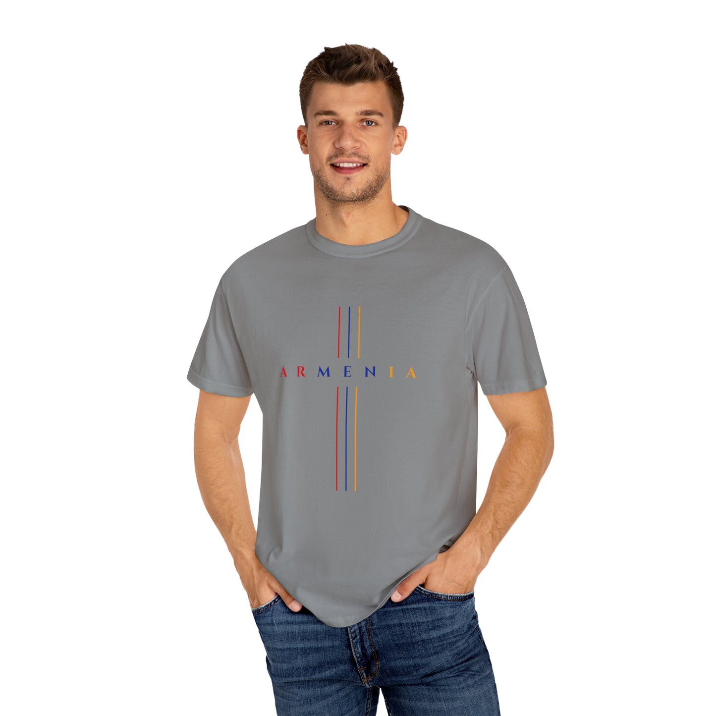 Armenia Cross Unisex T-shirt in Red Blue Orange