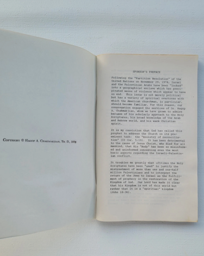 Can Israel And Arabs Be Reconciled?, Hagop A. Chakmakjian, Th.D., 1976