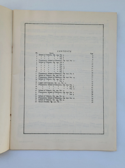 Carl Czerny Studies Piano Sheet Music Book 1 - Velocity Development 1921 VTG