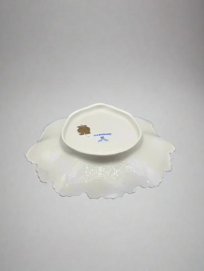 Antique Marked Dresden Hand Painted Oval Plate, Gold Trim & Floral Bouquets