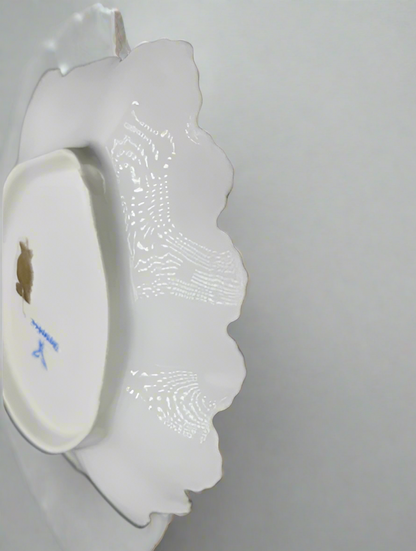 Antique Marked Dresden Hand Painted Oval Plate, Gold Trim & Floral Bouquets