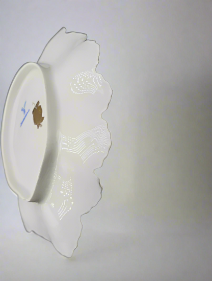 Antique Marked Dresden Hand Painted Oval Plate, Gold Trim & Floral Bouquets