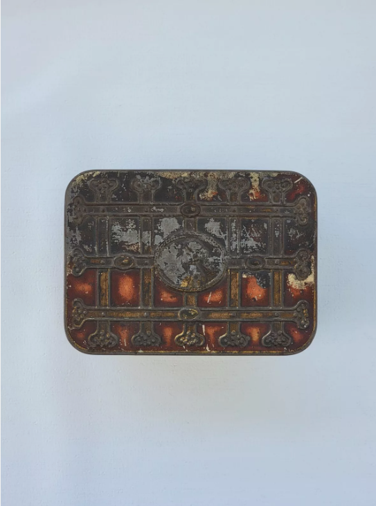 Antique EPICURE Smoking Tobacco Tin Can US Tobacco Co. Hinged Box 4.5"