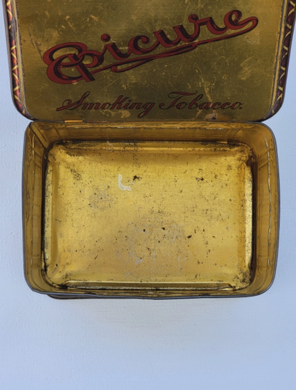 Antique EPICURE Smoking Tobacco Tin Can US Tobacco Co. Hinged Box 4.5"