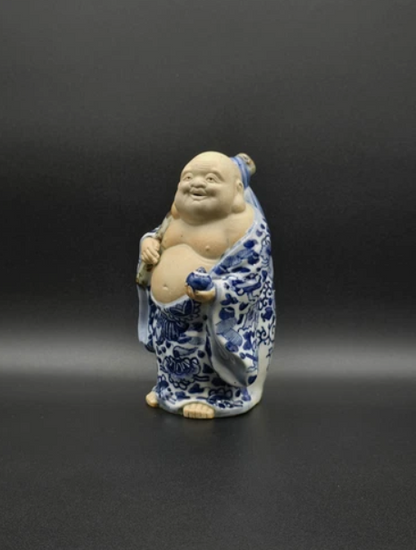 Vintage Japanese  Kutani  Hotei Buddha Figurine 6.5" Tall Japanese Art