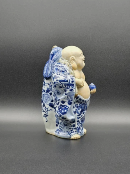 Vintage Japanese  Kutani  Hotei Buddha Figurine 6.5" Tall Japanese Art