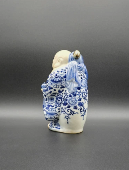 Vintage Japanese  Kutani  Hotei Buddha Figurine 6.5" Tall Japanese Art