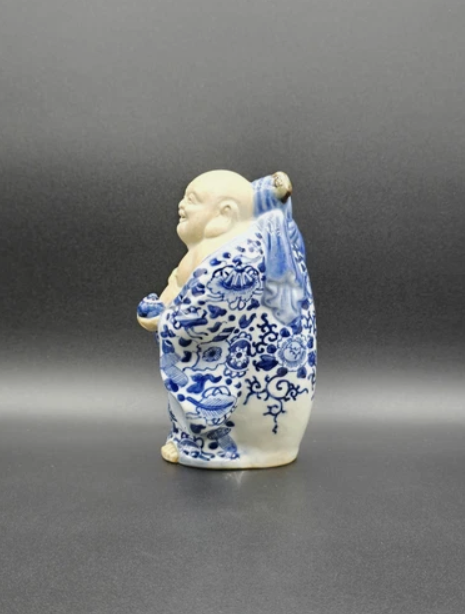 Vintage Japanese  Kutani  Hotei Buddha Figurine 6.5" Tall Japanese Art