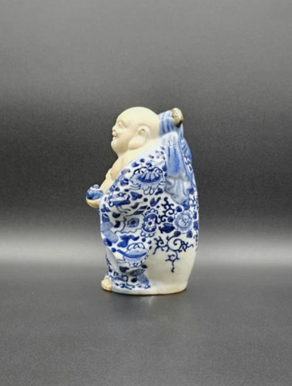 Vintage Japanese  Kutani  Hotei Buddha Figurine 6.5" Tall Japanese Art