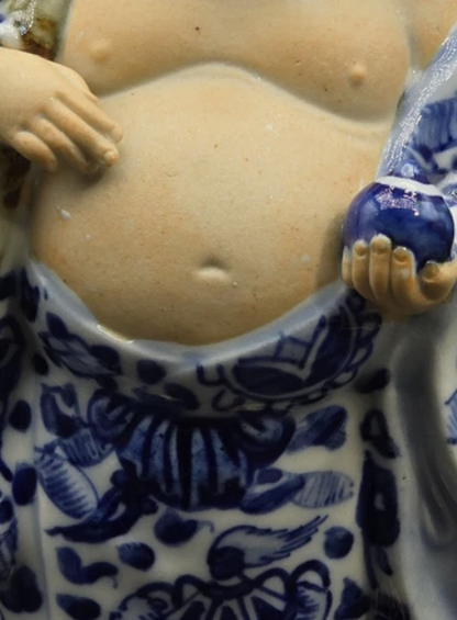 Vintage Japanese  Kutani  Hotei Buddha Figurine 6.5" Tall Japanese Art