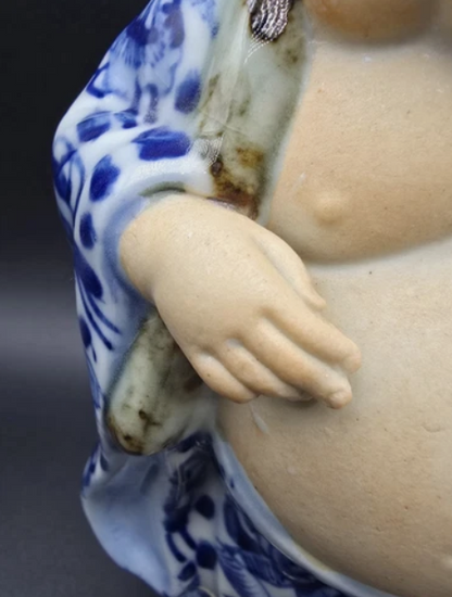 Vintage Japanese  Kutani  Hotei Buddha Figurine 6.5" Tall Japanese Art