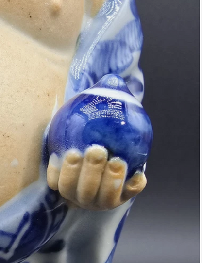 Vintage Japanese  Kutani  Hotei Buddha Figurine 6.5" Tall Japanese Art